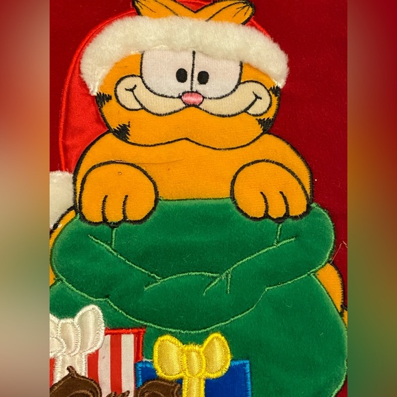 Vintage 1978 Garfield Cat Pookie Bear Stuff It Christmas Holiday Red 15”Stocking - Picture 2 of 10